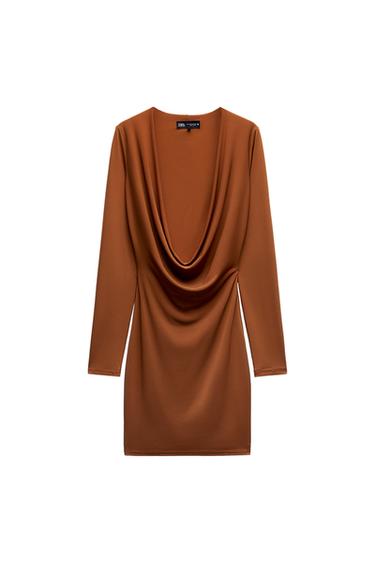 DRESS WITH DRAPED NECKLINE