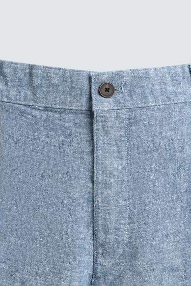 SHORT REGULAR FIT STRUCTURÉ - Bleu / Blanc de Zara - Image 8