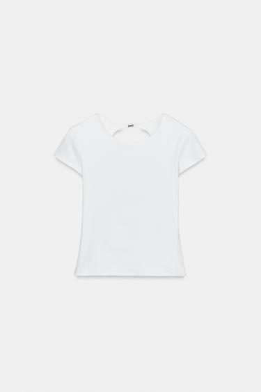 CAMISETA CROP ESPALDA ABIERTA - Blanco de Zara - Imagen 0