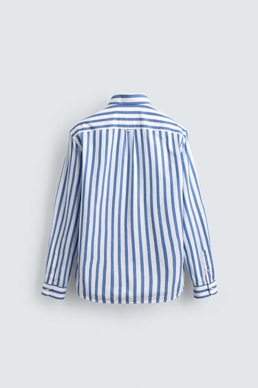 CHEMISE REGULAR FIT À RAYURES - Bleu / Blanc de Zara - Image 8