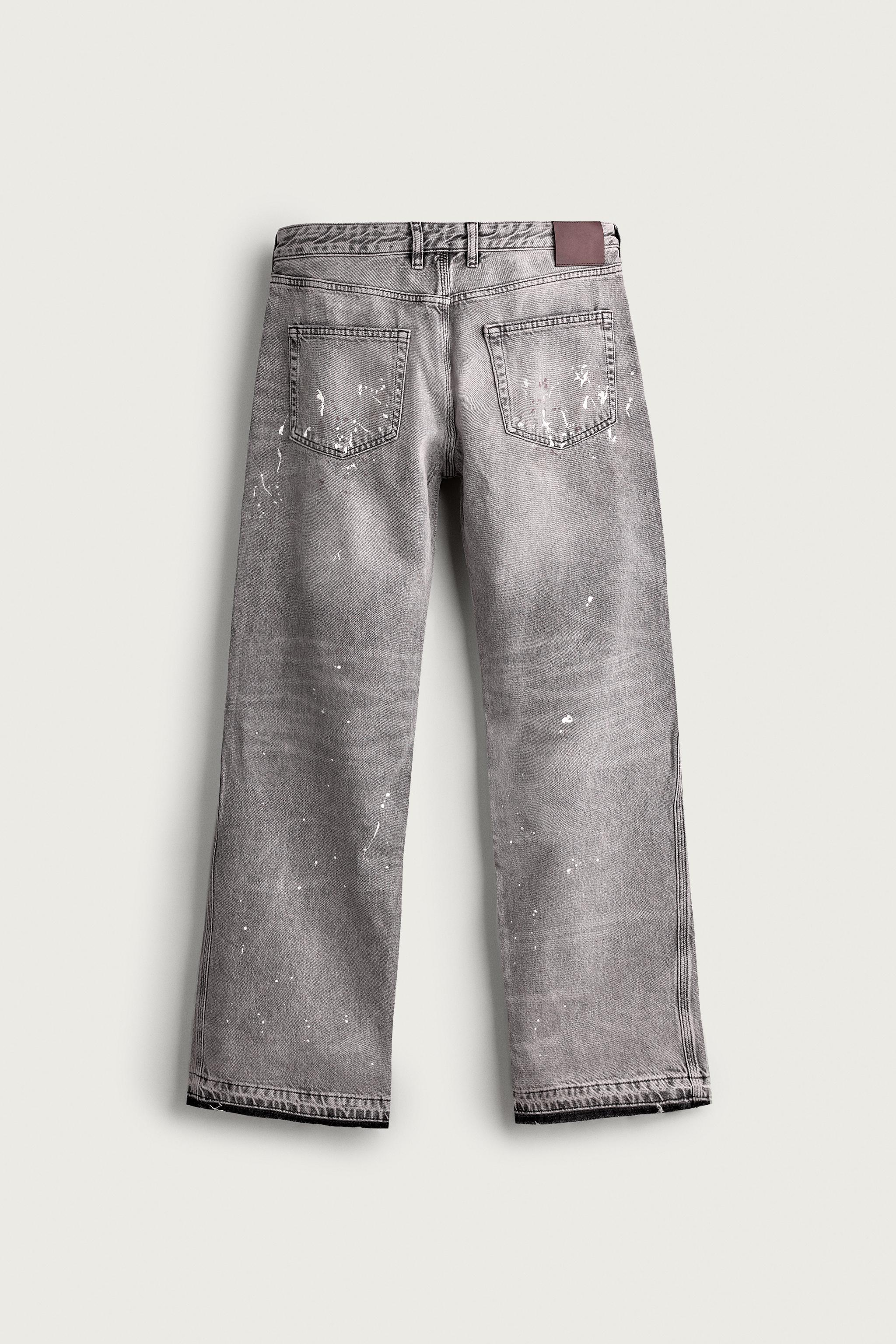 LOW-RISE DISTRESSED BOOTCUT JEANS — Gray