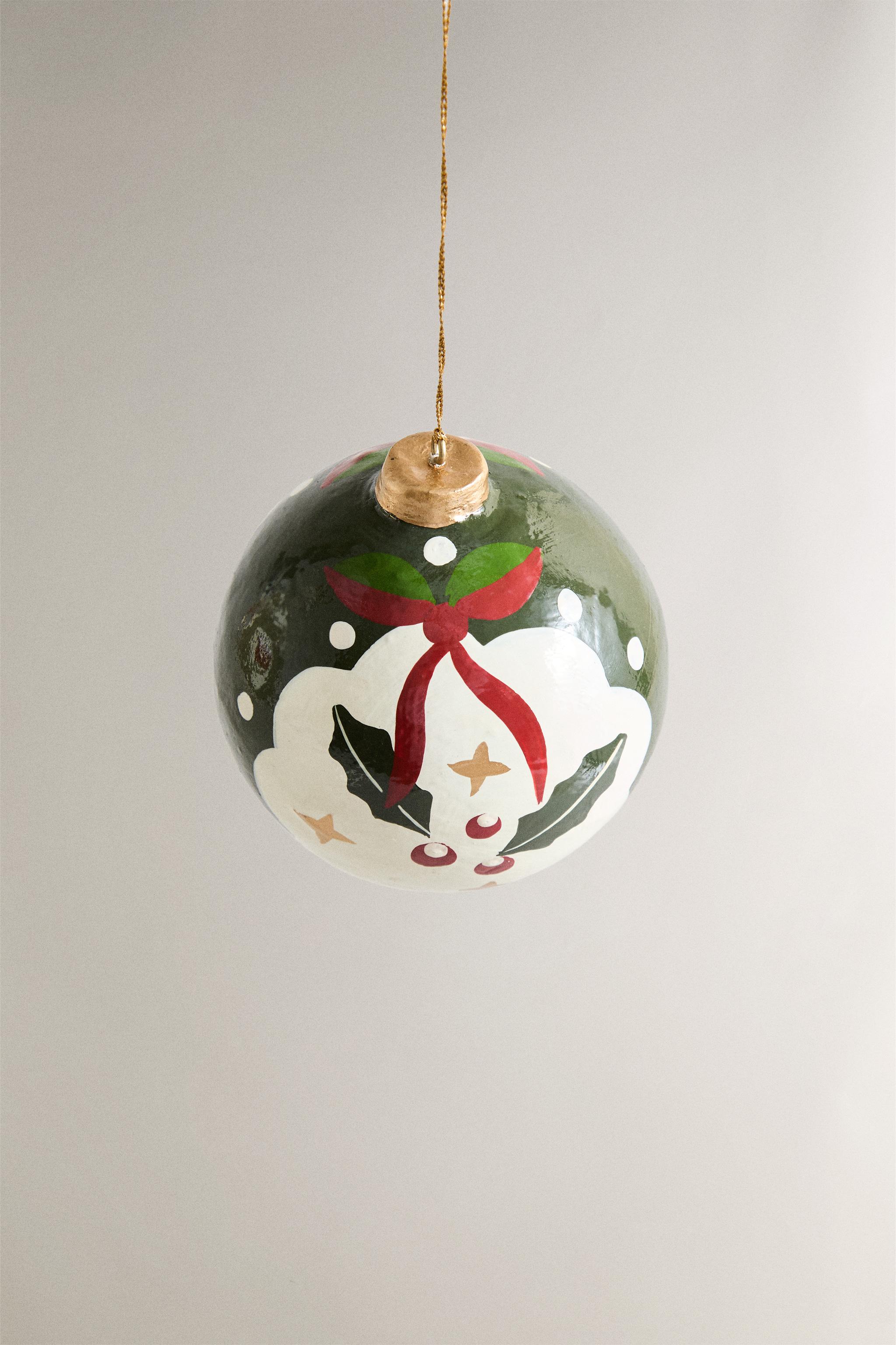 PAPER HOLLY BALL CHRISTMAS TREE ORNAMENT
