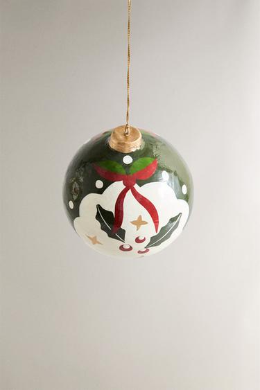 PAPER HOLLY BAUBLE CHRISTMAS TREE DECORATION - Green by Zara - Image 1
