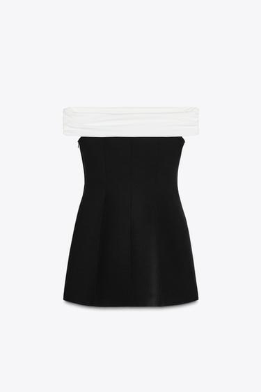 CONTRAST STRAPLESS DRESS - Black by Zara - Image 3