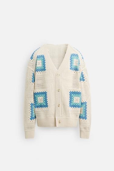 CROCHET CARDIGAN - himmelblå fra Zara