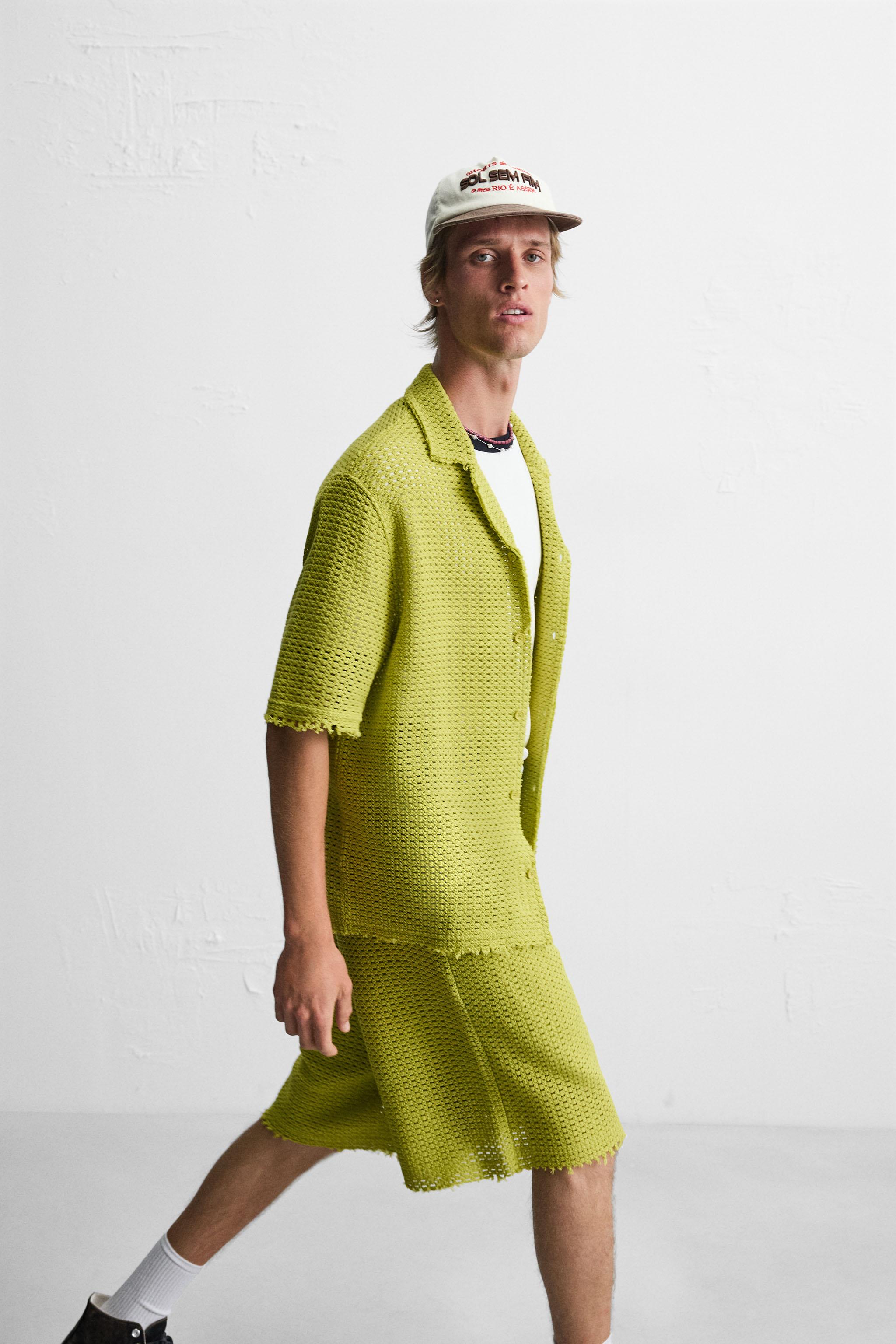 TEXTURED SHORTS WITH OPENWORK DETAIL