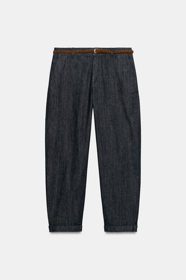 BRAIDED BELT CHINO TROUSERS - Indigo by Zara - Image 0