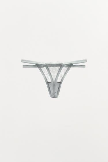 CONTRAST LACE BRIEFS - Blue / Grey by Zara - Image 1