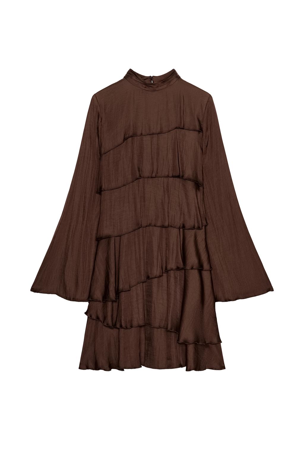 SATIN EFFECT RUFFLED SHORT DRESS - image 3