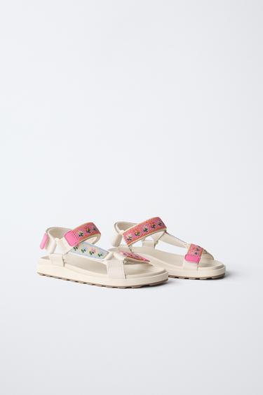 BEADED TECHNICAL SANDALS - Ecru White by Zara - Image 1