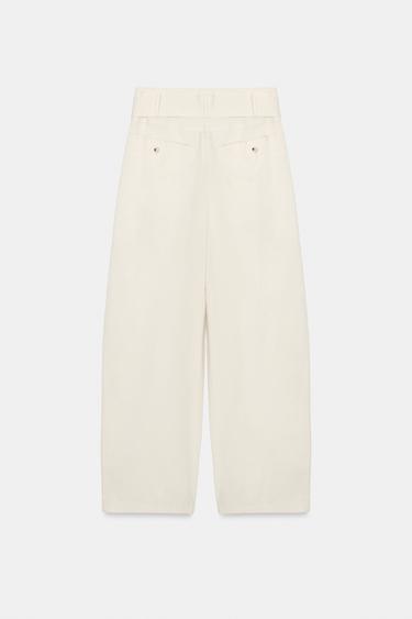 PANTALON BAGGY AVEC CEINTURE - Écru de Zara - Image 6