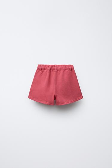PLEATED TWILL BERMUDA SKORT - Red by Zara - Image 1