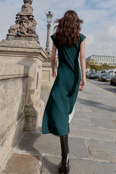 COMBINED MIDI DRESS - Ecru / Blue by Zara - Image 2