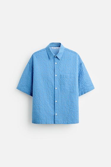 TEXTURED CHECK SHIRT - Bluish by Zara