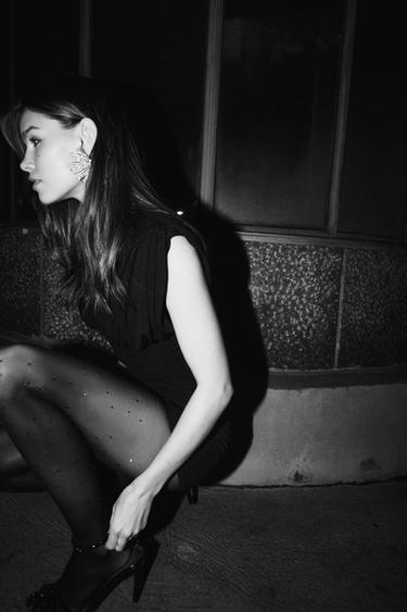 جوارب طويلة STRASS - أسود by Zara