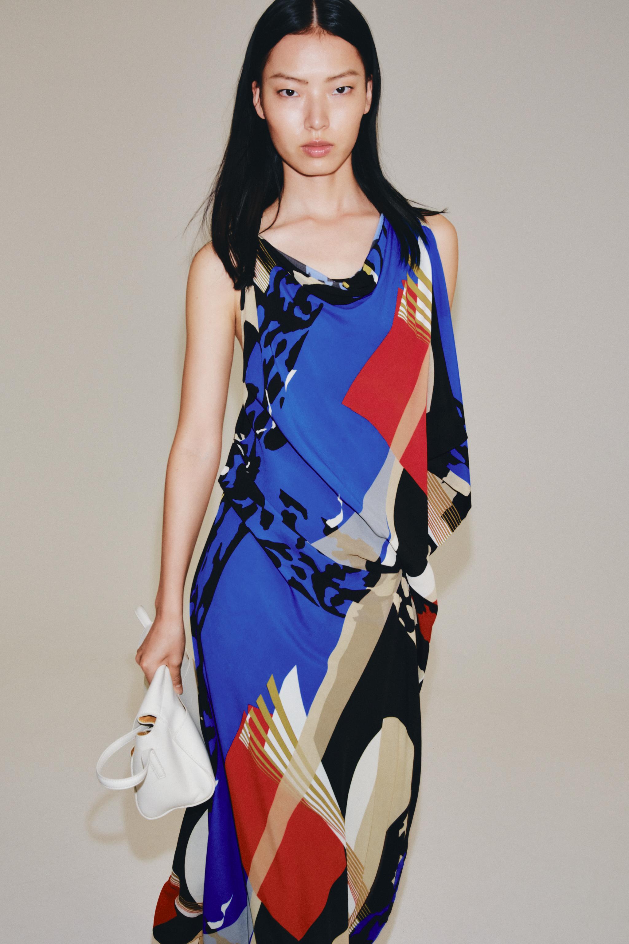 Zara ZW COLLECTION DESENLİ MİDİ ELBİSE görsel 5