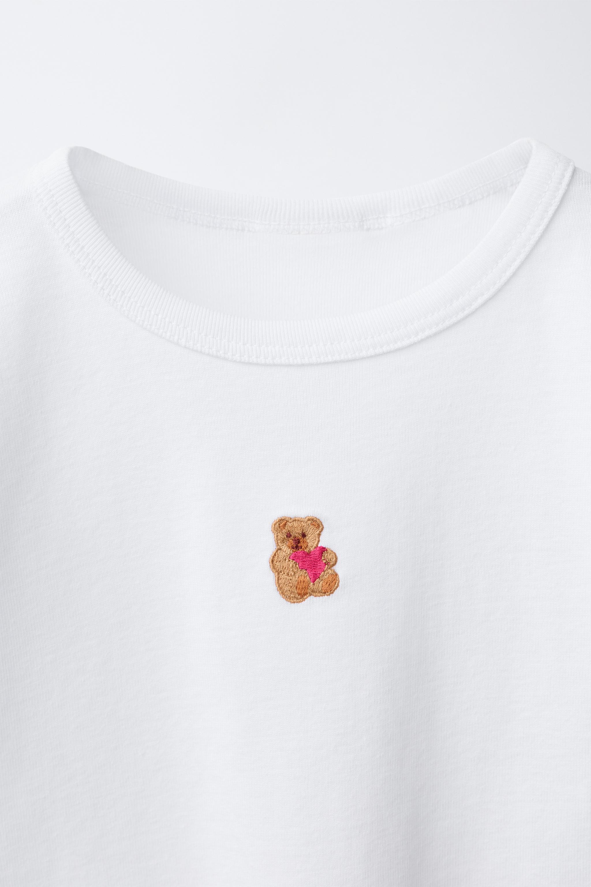 T-SHIRT À RAYURES BRODÉ OURSON