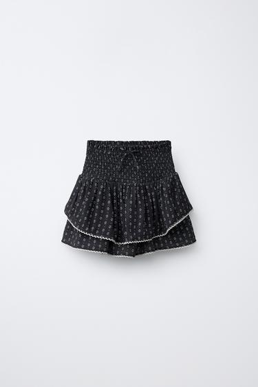 Zara RUFFLED FLORAL SKIRT - Printed