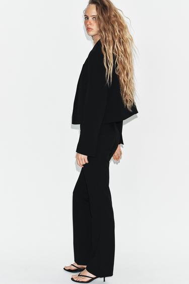 PANTALON FLARE À PASSANTS - Noir de Zara - Image 3