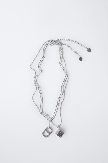 PACK OF TWO PLATE AND DICE NECKLACES - Silver by Zara - Image 3