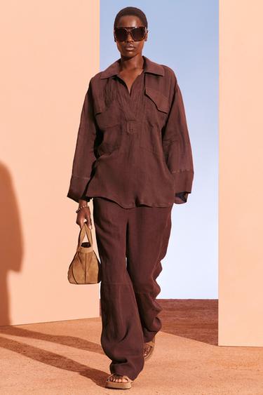 Zaras PCKT SHRT - mörk tegelfärg