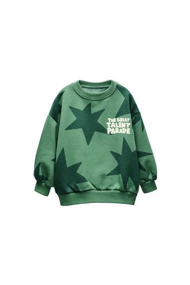 STAR FLOCKING SLOGAN SWEATSHIRT