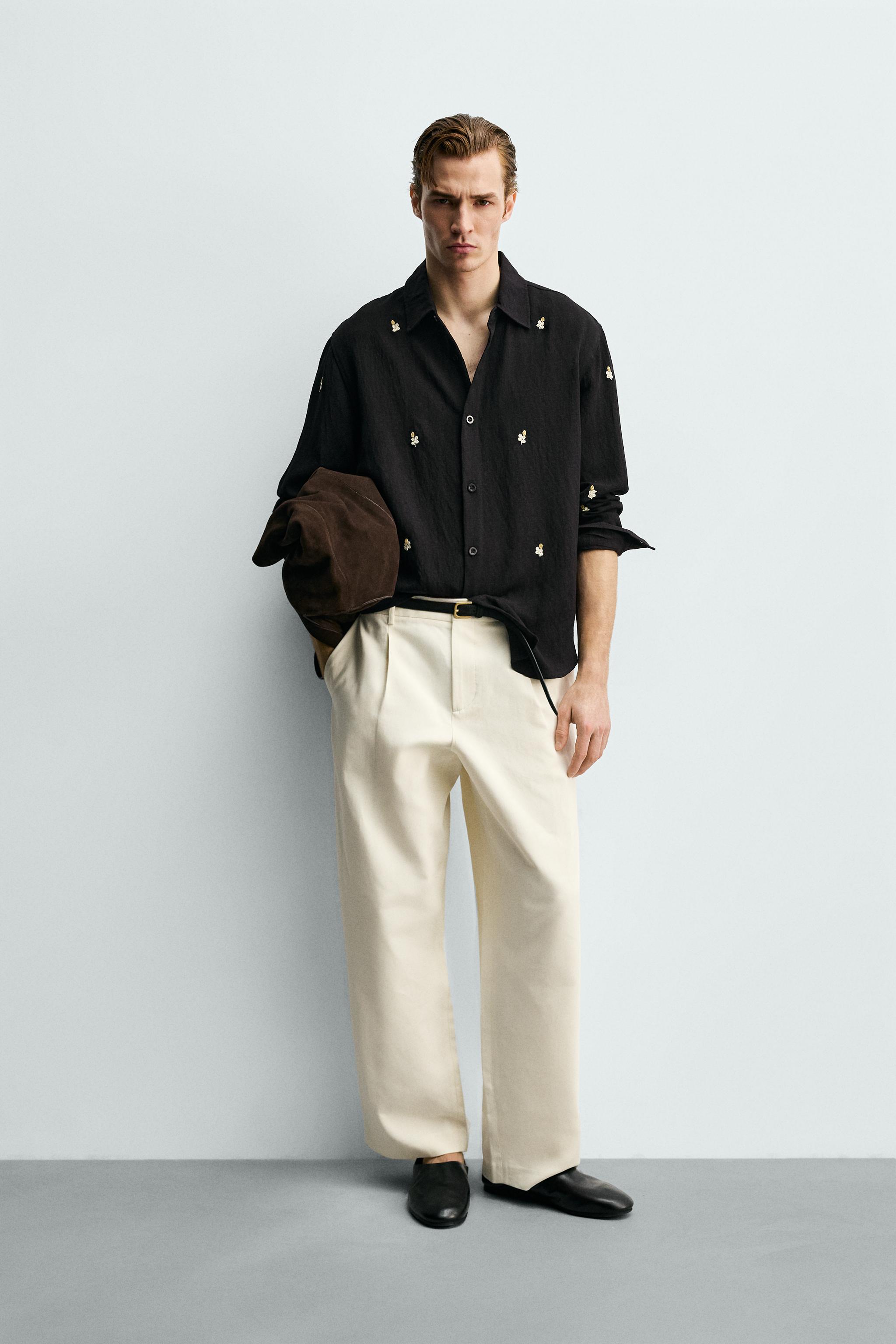 EMBROIDERED FLOWY SHIRT - Black | ZARA United States