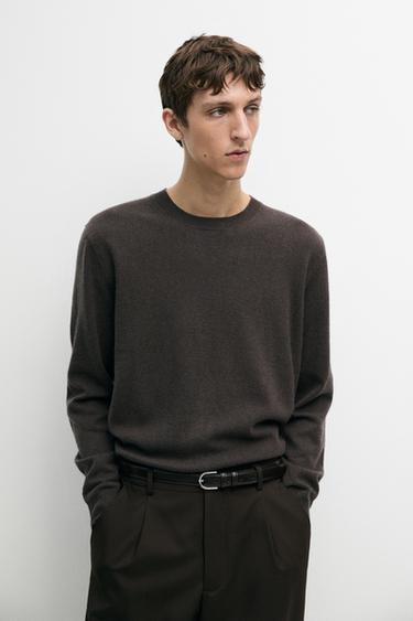 Zara Wool blend round neck knit sweater - Light whiskey