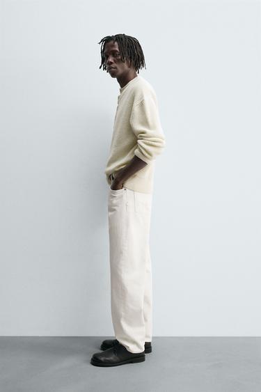 PULL DÉCONTRACTÉ À COL BOUTONNÉ - Écru de Zara - Image 3
