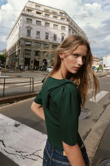 CARDIGAN WITH SHOULDER TIES - Green by Zara - Image 3