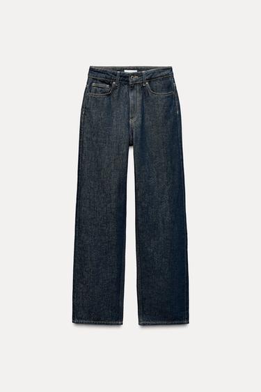 Zara STRAIGHT LEG LONG LENGTH Z1975 JEANS WITH A HIGH WAIST - Blue