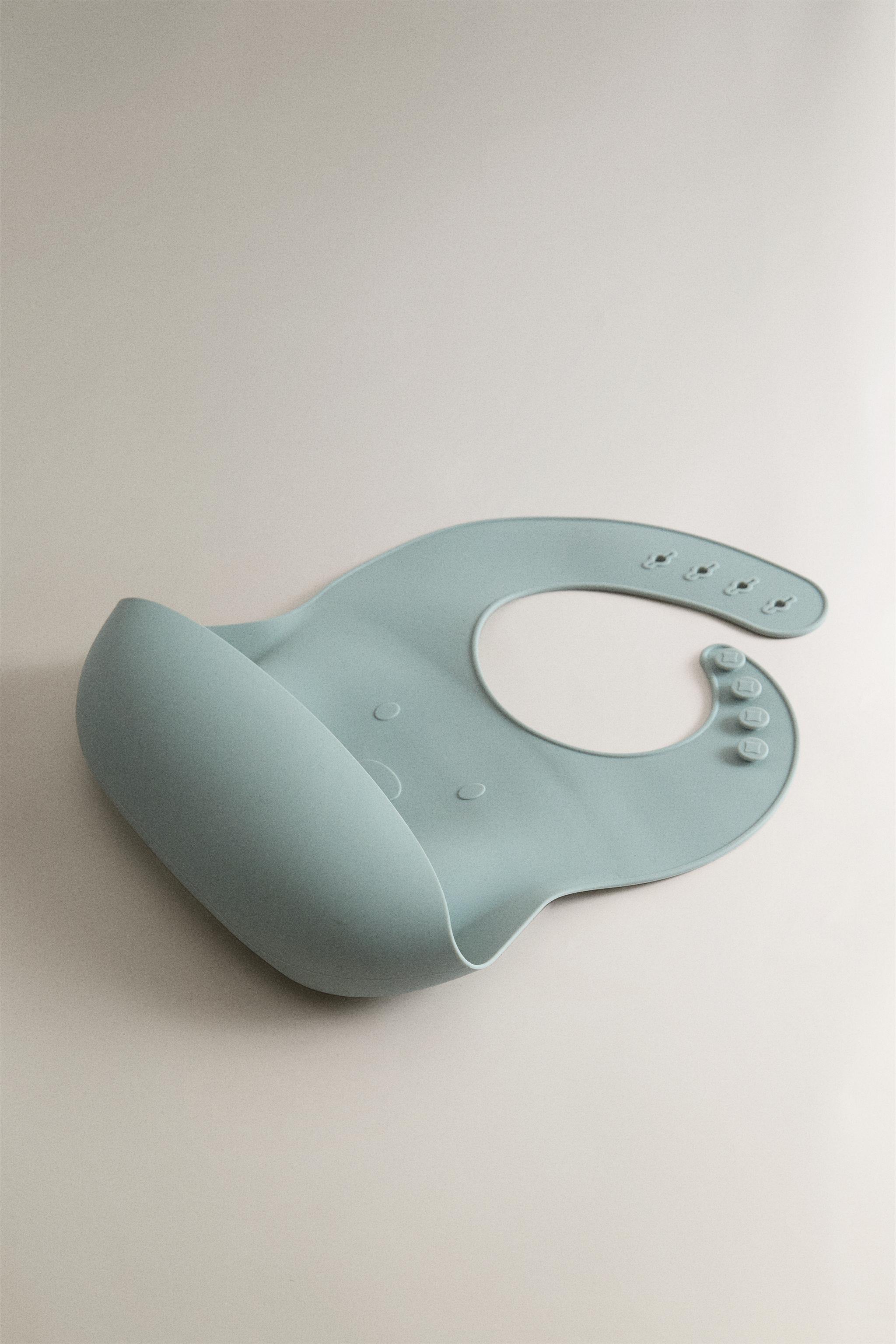KIDS' SILICONE BEAR BIB — Blue