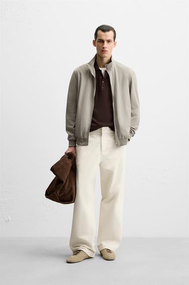 Zara TECHNICAL BOMBER JACKET - Gray / Tan
