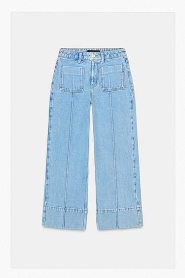 ДЖИНСЫ Z1975 WIDE-LEG CROPPED С ВЫСОКОЙ ПОСАДКОЙ — ГОЛУБОЙ от Zara