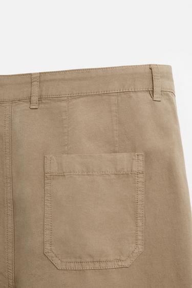 WASHED COTTON-LINEN BERMUDA SHORTS - Beige by Zara - Image 8