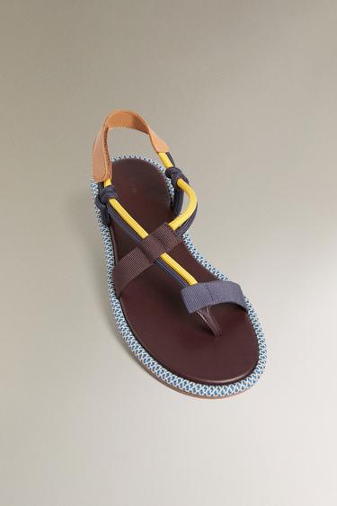 STRAPPY LEATHER SANDALS - Two-tone by Zara - Image 6