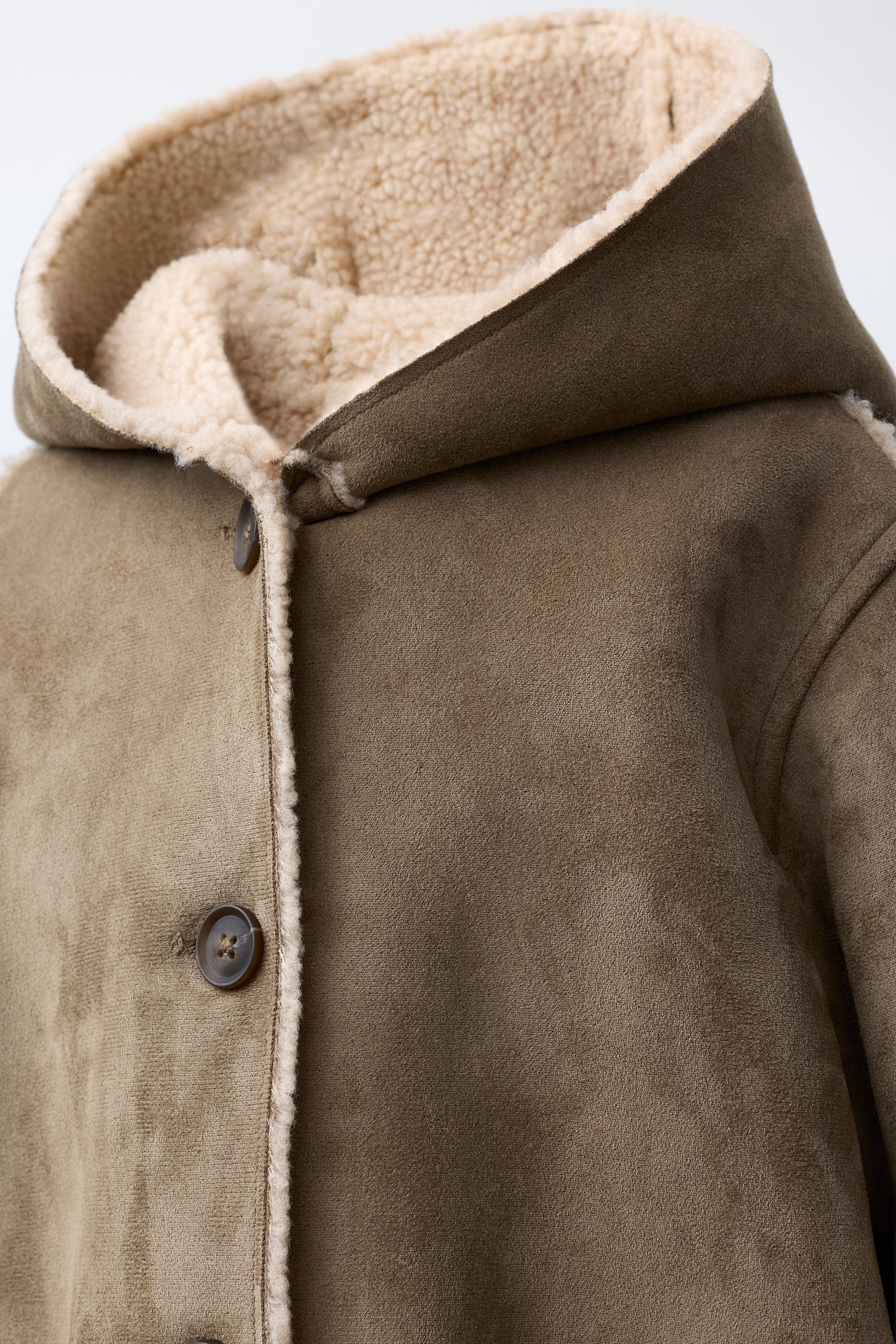 ダブルフェイス仕様フェイクシープスキンコート - ライトカーキ