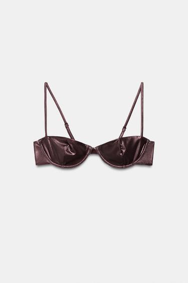 METALLIC UNDERWIRED BIKINI TOP - Brown by Zara - Image 3