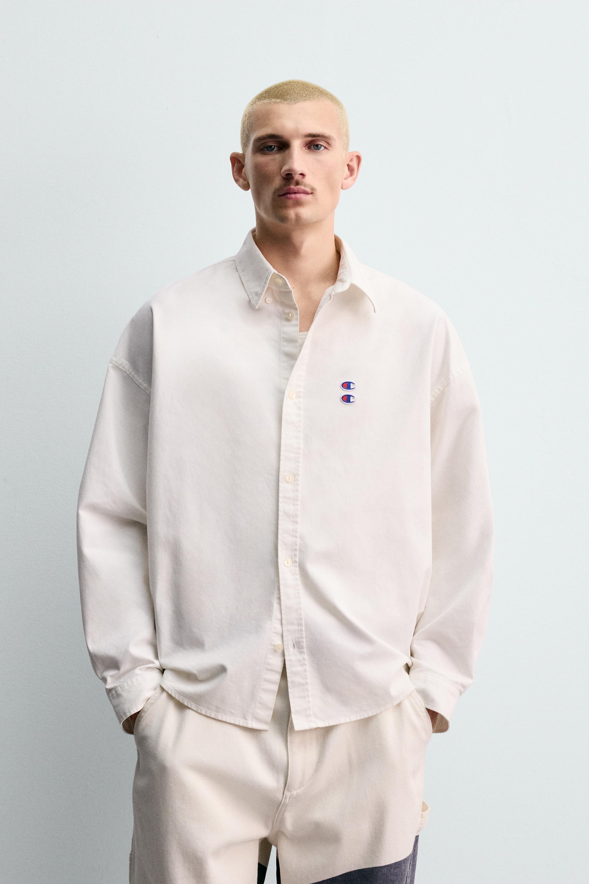 CHAMPION® X ZARA PATCH OXFORD SHIRT - White | ZARA United States