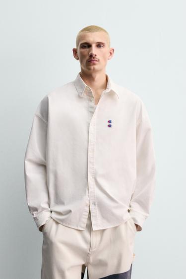 Zara CHAMPION® X ZARA PATCH OXFORD SHIRT - White