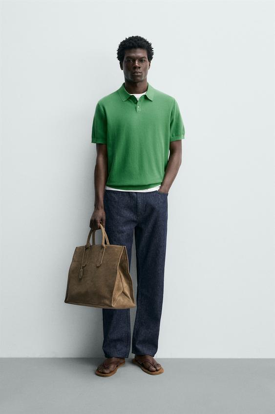 POLO PUNTO REGULAR FIT PIQUÉ - Verde de Zara - Imagen 0
