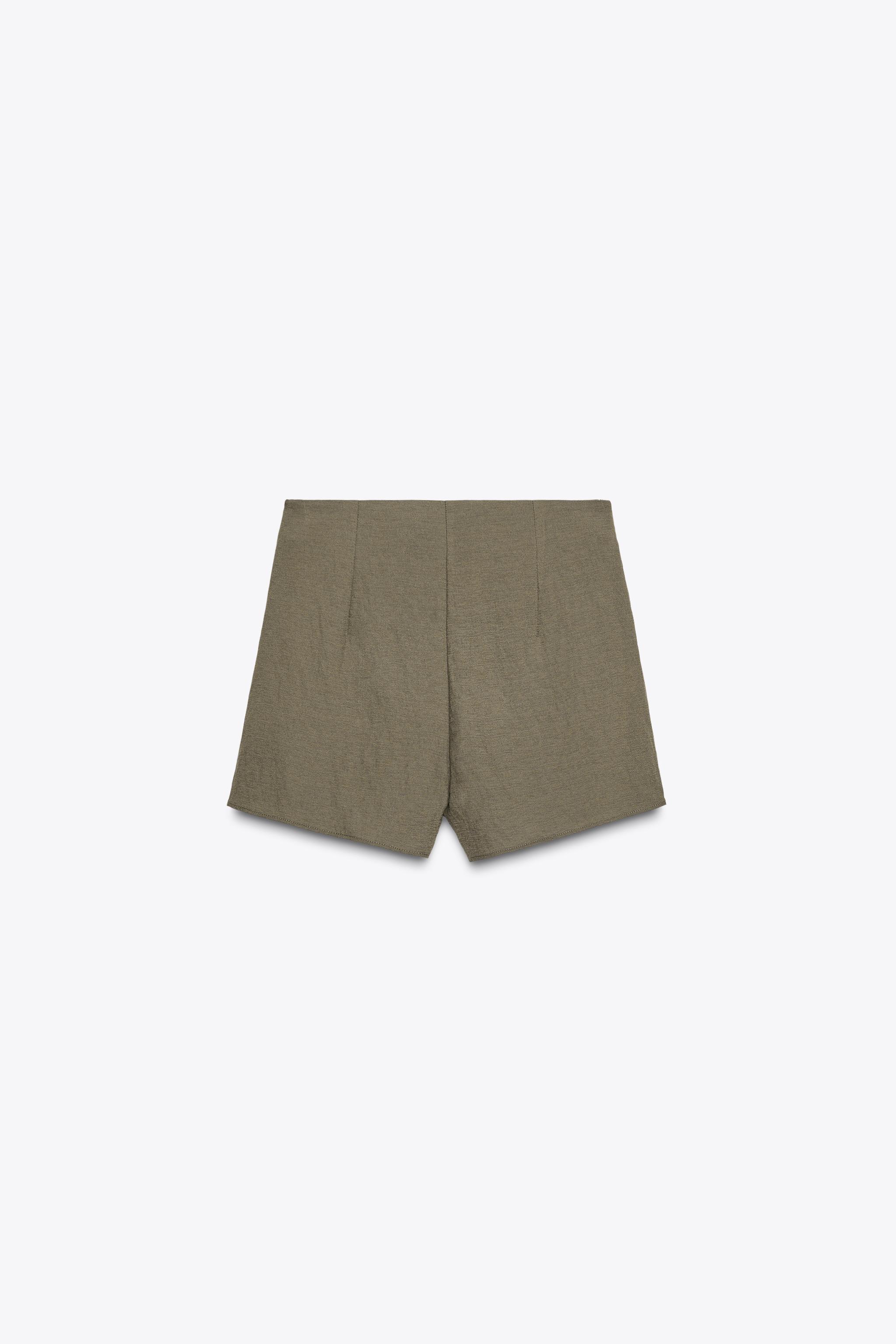 EMBROIDERED WRAP SKORT - Khaki | ZARA United States