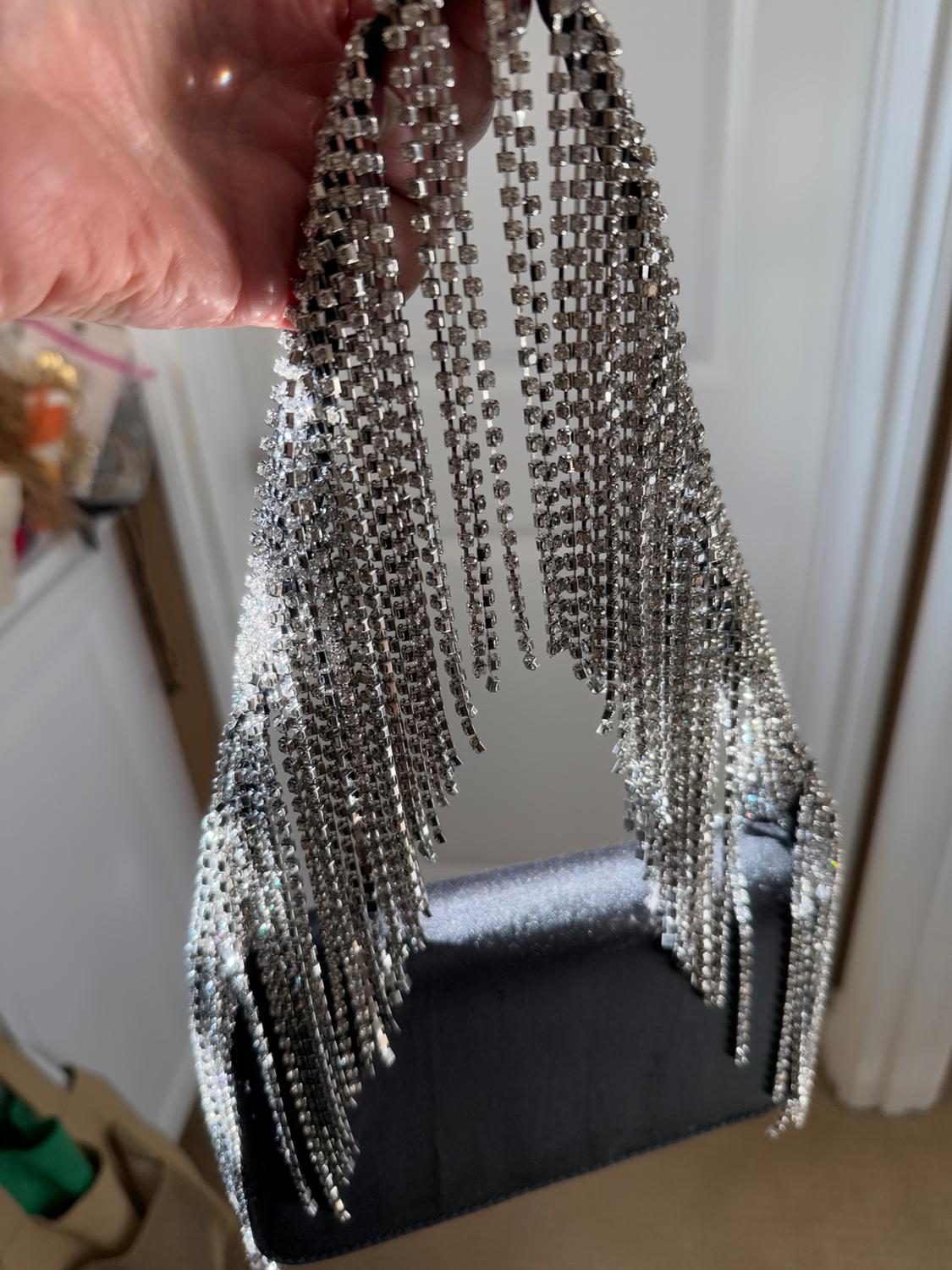 JEWEL FRING HANDLE SATIN CROSSBODY BAG - Image 3