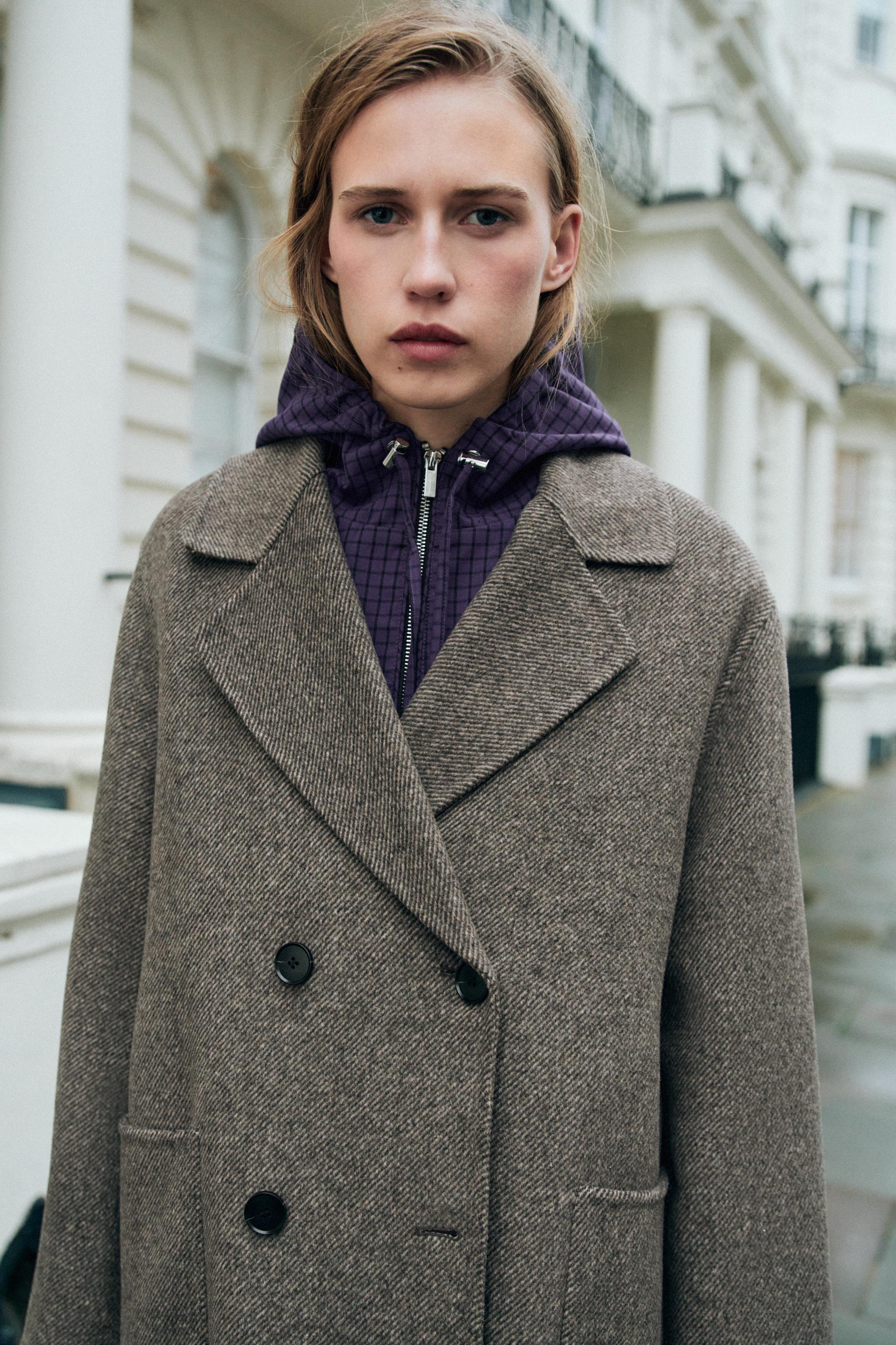 MANTEAU CROISÉ AVEC LAINE