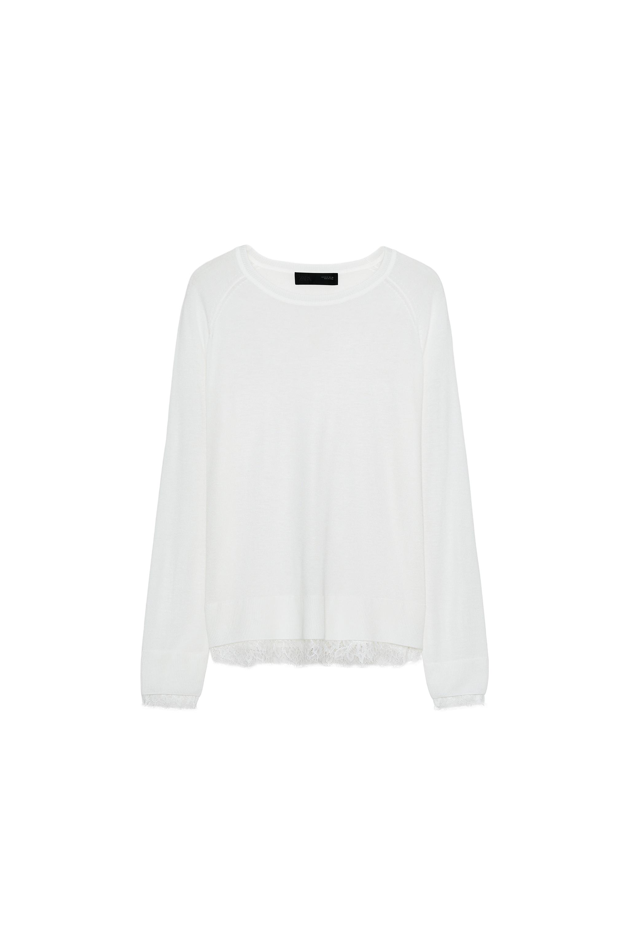 zara — PULLOVER IN MAGLIA CON PIZZO