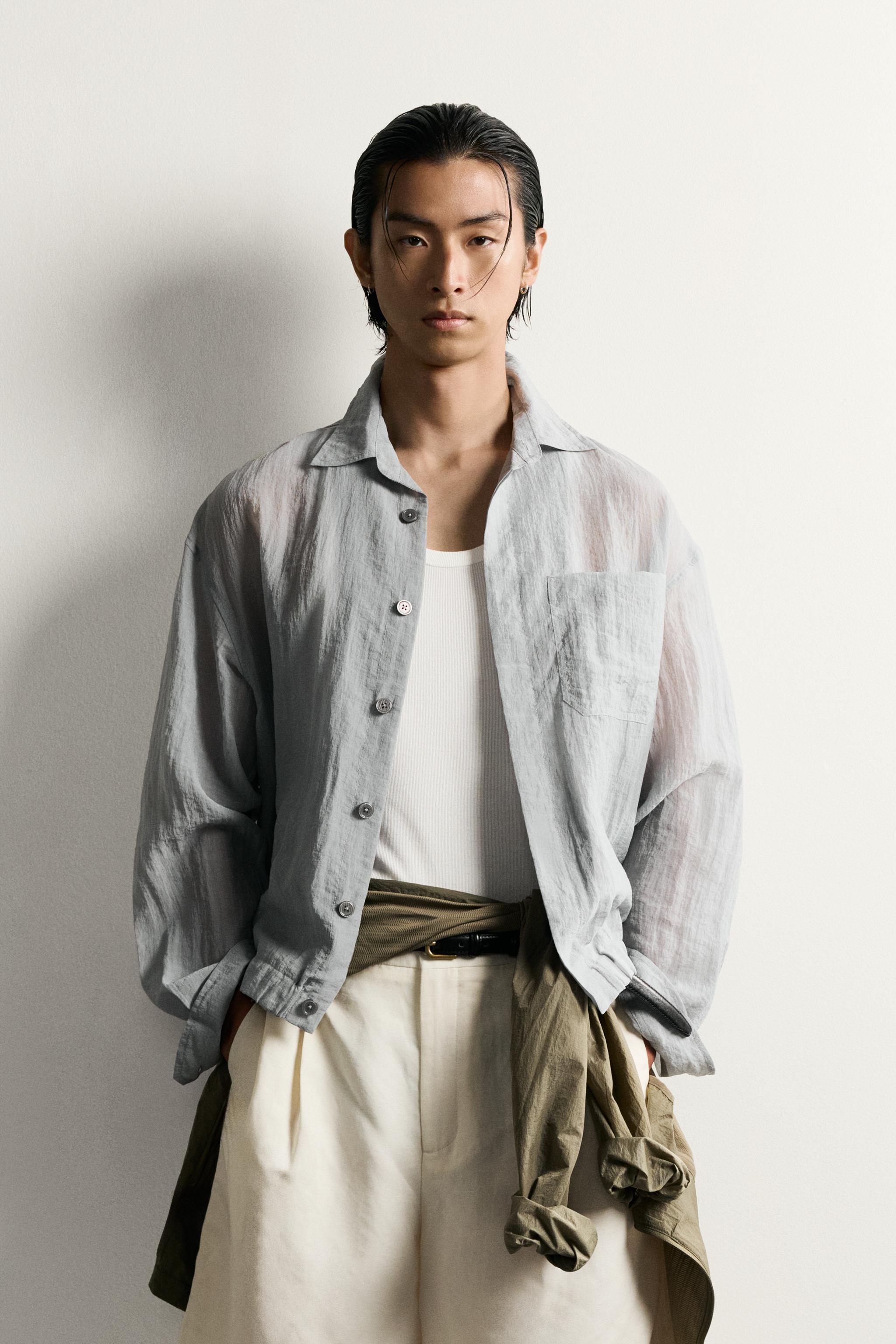 ライト リラックスフィット シャツジャケット - グレー/ブルー | ZARA 