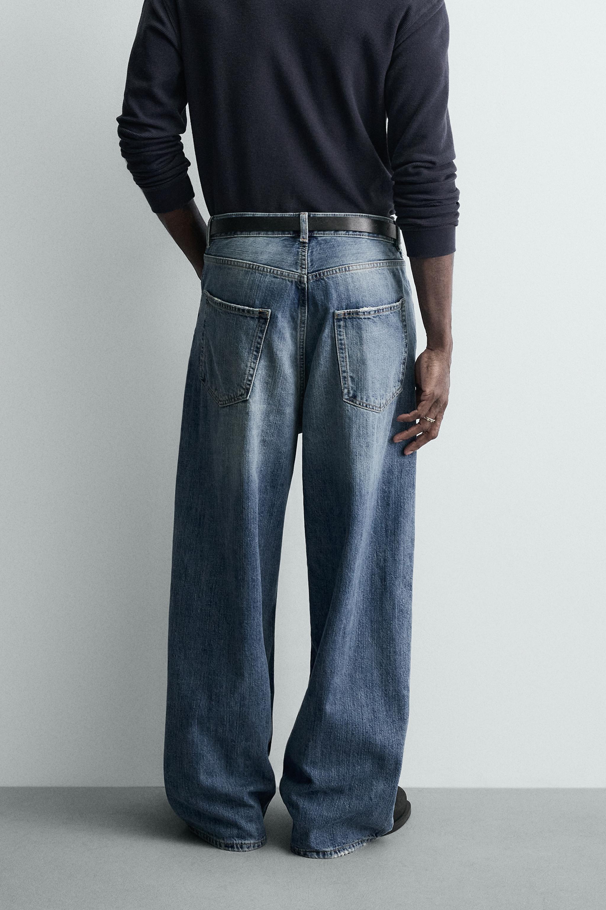 ダメージ加工バギーフィットデニムパンツ - ブルー | ZARA Japan / 日本