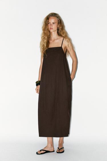 PLEATED VOLUME DRESS - camel by Zara - Image 0