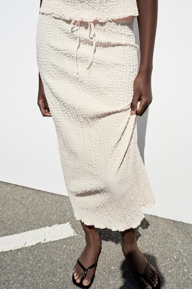 TEXTURED MIDI SKIRT - Ecru by Zara - Image 2