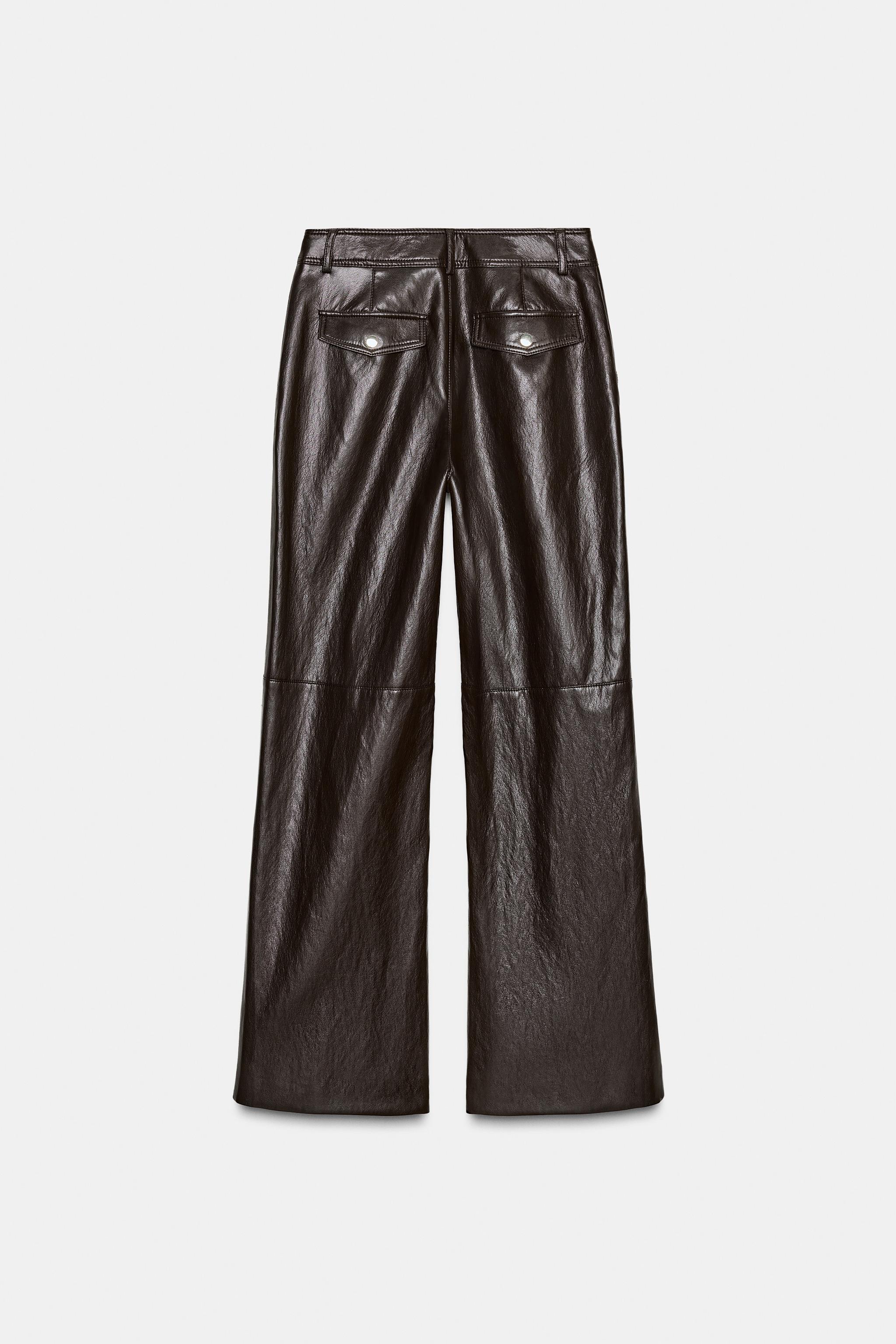 FAUX LEATHER STRAIGHT PANTS - Brown | ZARA United States